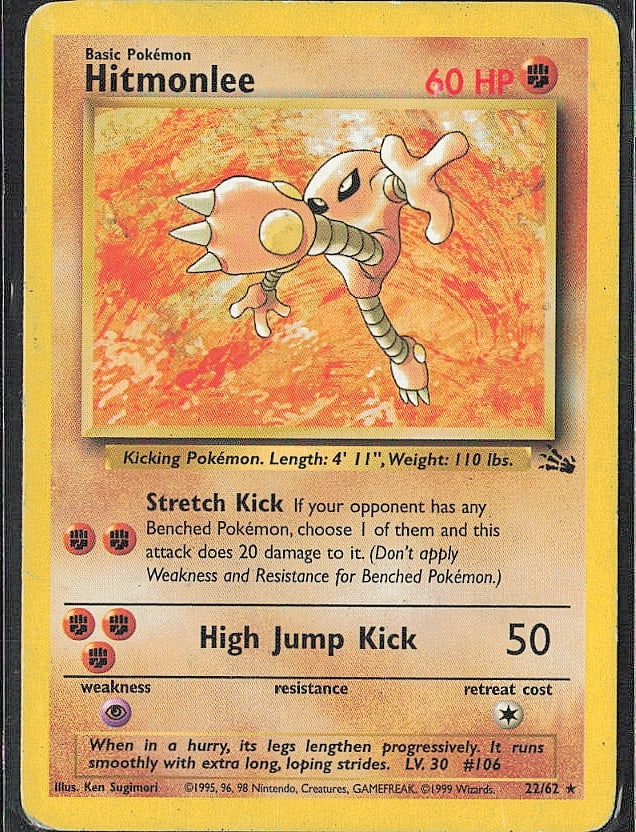 Rare Fossil Hitmonlee (22): Please review all photos before bidding. If you would like any additional information or additional photos please feel free to send me a text and I will do my best to respond within 24 hours. Best of