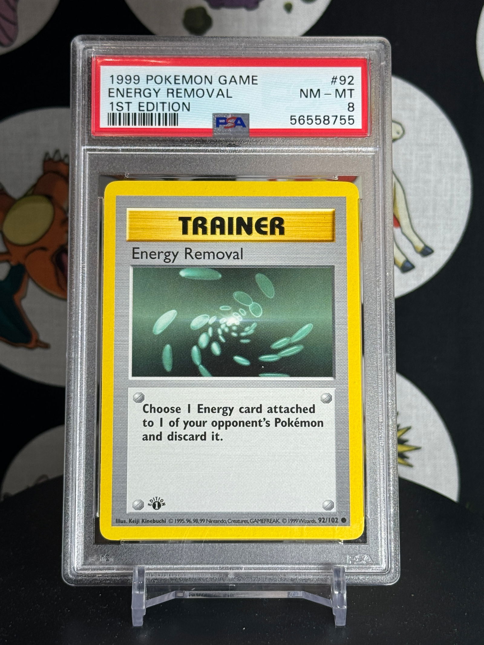 PSA 8 1999 POKEMON GAME ENERGY REMOVAL 1ST EDITION: please review all photos before placing bid
