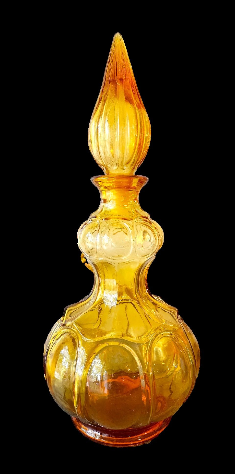 Vintage Tall Amber Glass Bottle with Stopper - From a PrivateCollection. (1 of 2)