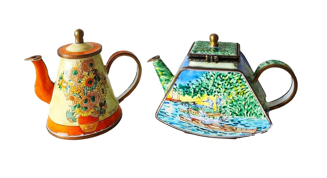 2 Mini Metal Teapots by Kelvin Chen. Vincent Van Gogh. No: 3841 & No: 874 (1 of 3)