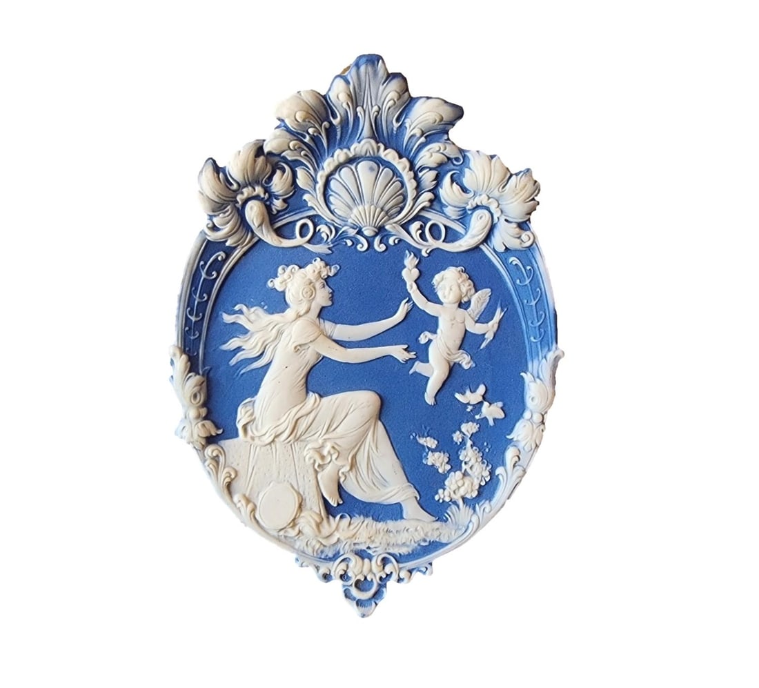 Vintage Wedgewood Blue Art Nouveau Jasperware Plaque - 7 1/4"'s (1 of 3)