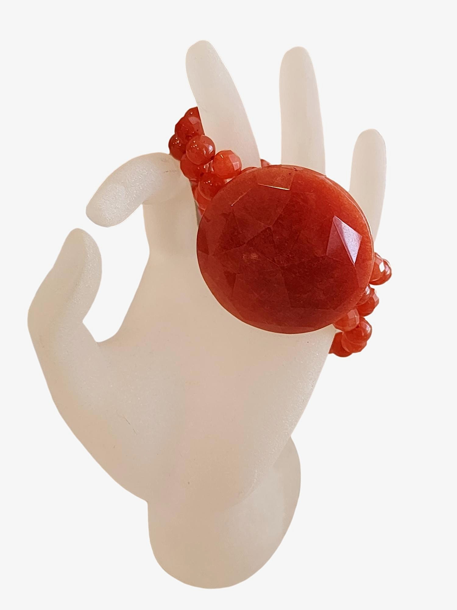 Lola Rose Large Red Center, 3 Strand Beads Stretch Bracelet. (1 of 2)