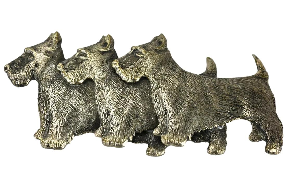 Antique C. 1920's - Scottie Dog Brooch - Art Deco Style. 3 1/4" Wide. Unmarked No reserve: 3 1/4" Wide