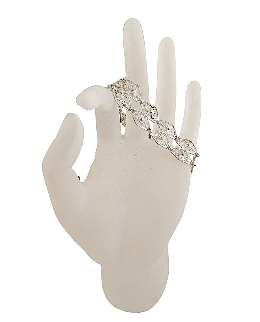 Sterling Silver Filigree Double Strand Bracelet. 7" (1 of 2)