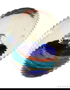 Glass Paperweight - Egg Shape with Large Center Bubble.: 3 3/4" tall x 3 3/4" wide. There is a flaw inside the paperweight.