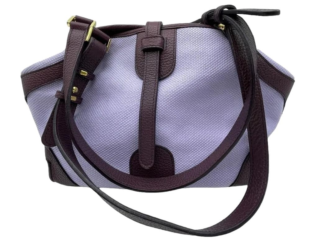 NWT Lalo Italian Canvas Tote Handbag - Lavender with Purple Leather Trim. No Reserve (1 of 3)