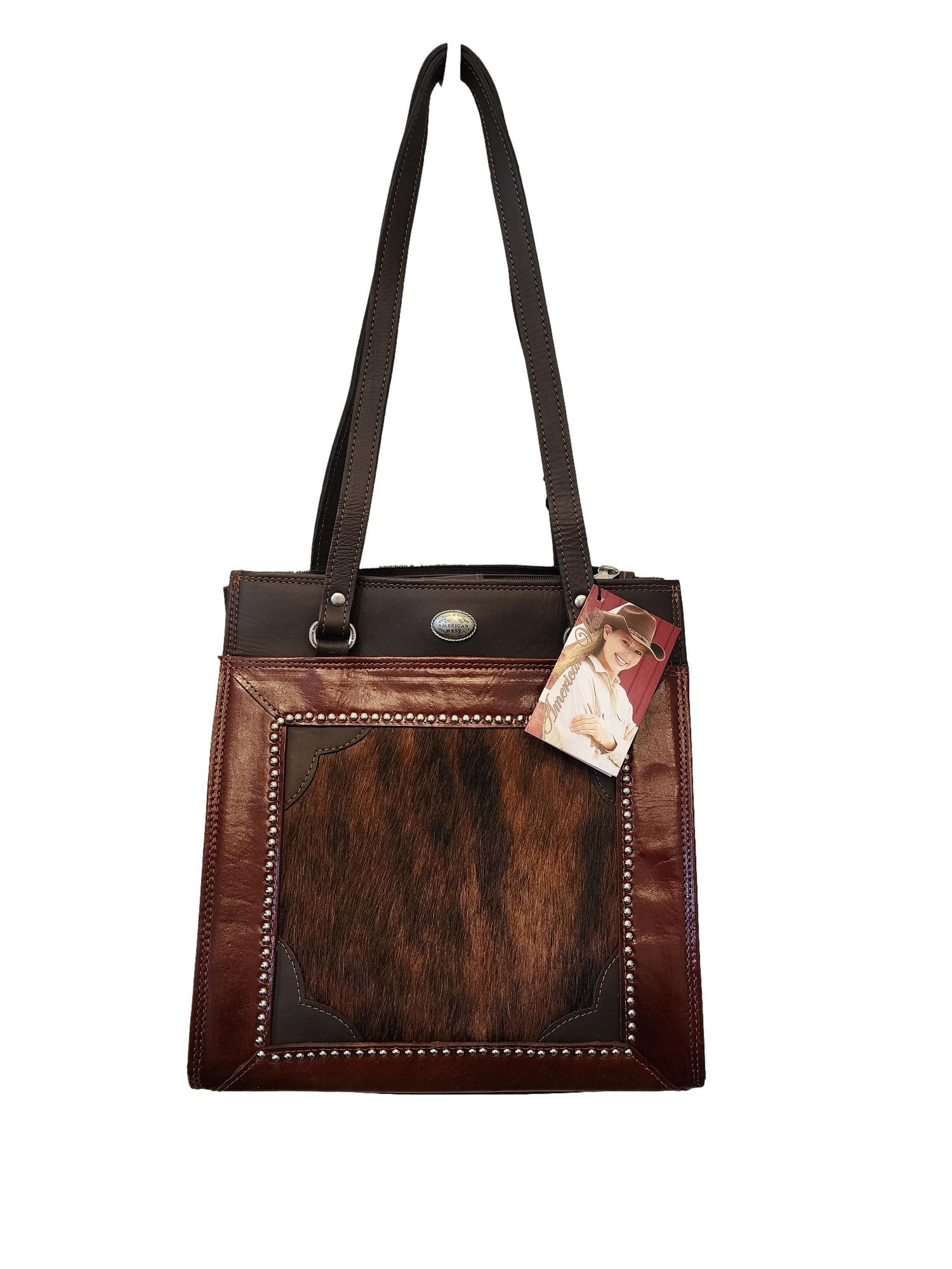 American West Leather w/ Cowskin Shoulder Handbag. NWT (1 of 10)