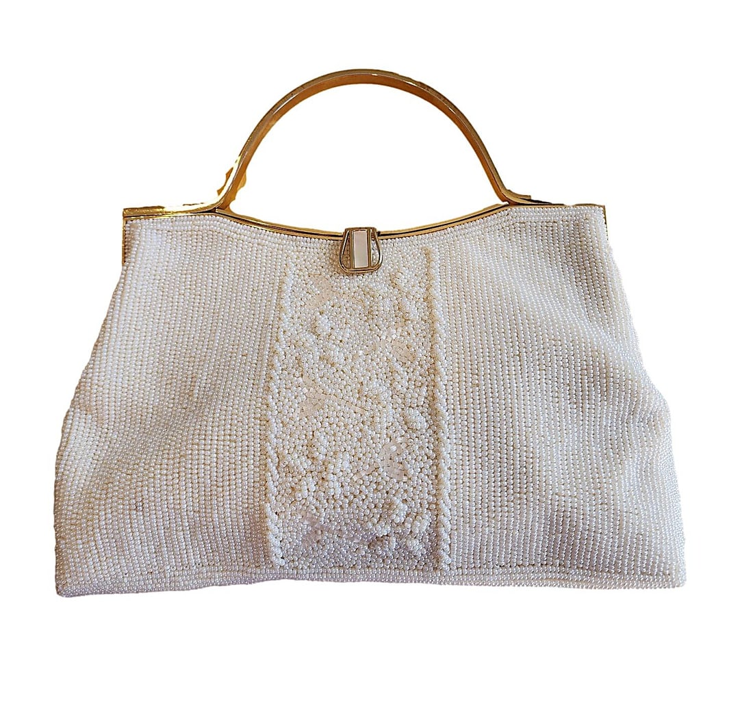 Super Fancy Vintage Beaded Handbag by Debbie. MOP insets on Handle. (1 of 4)