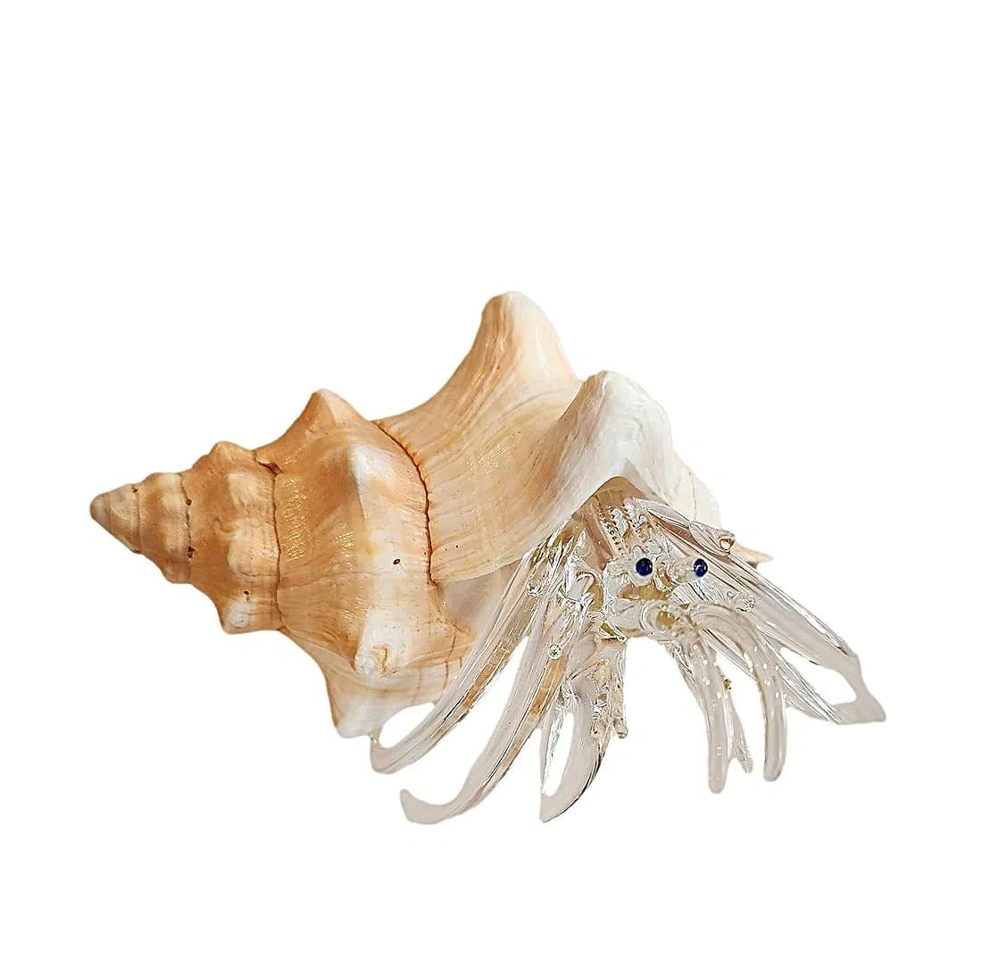 Hand Crafted lass Hermit Crab Decoration. 5 1/2" x 5" x 3". (1 of 3)