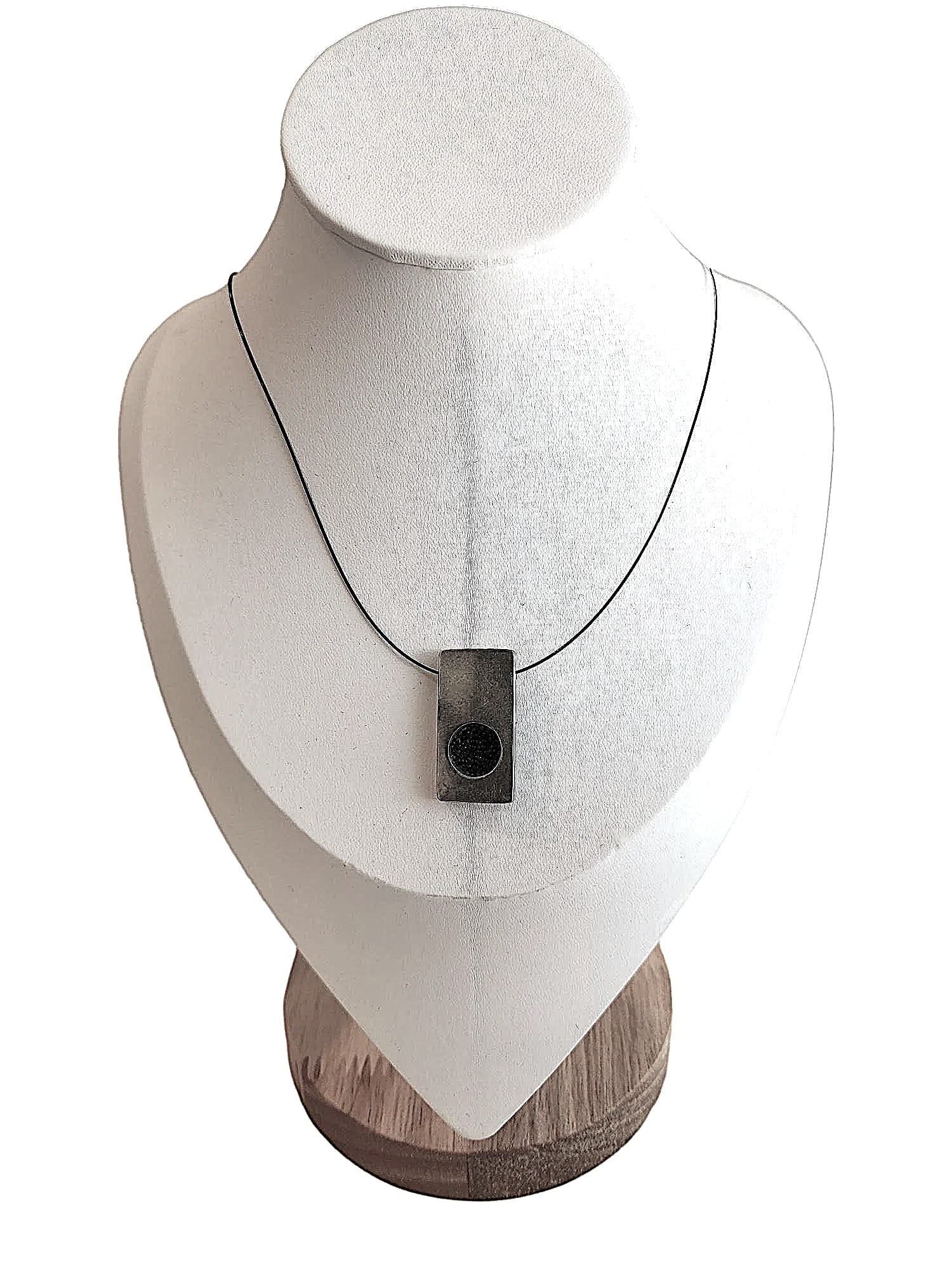 Modern Industrial Necklace w/ Drop Metal Pendant. Sterling Silver. 16": New Necklace. Considered Modern Industrial Style. Simplistic minimal Style necklace featuring a Drop silver pendant. Sterling Silver. 16" I have several in this style. They are interesting, A definite