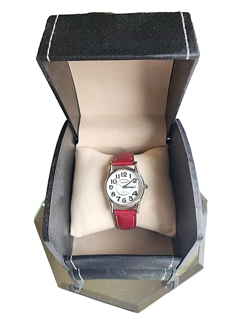 Woman's Vintage Sharp Watch - Red Leather Band - Quartz (1 of 4)