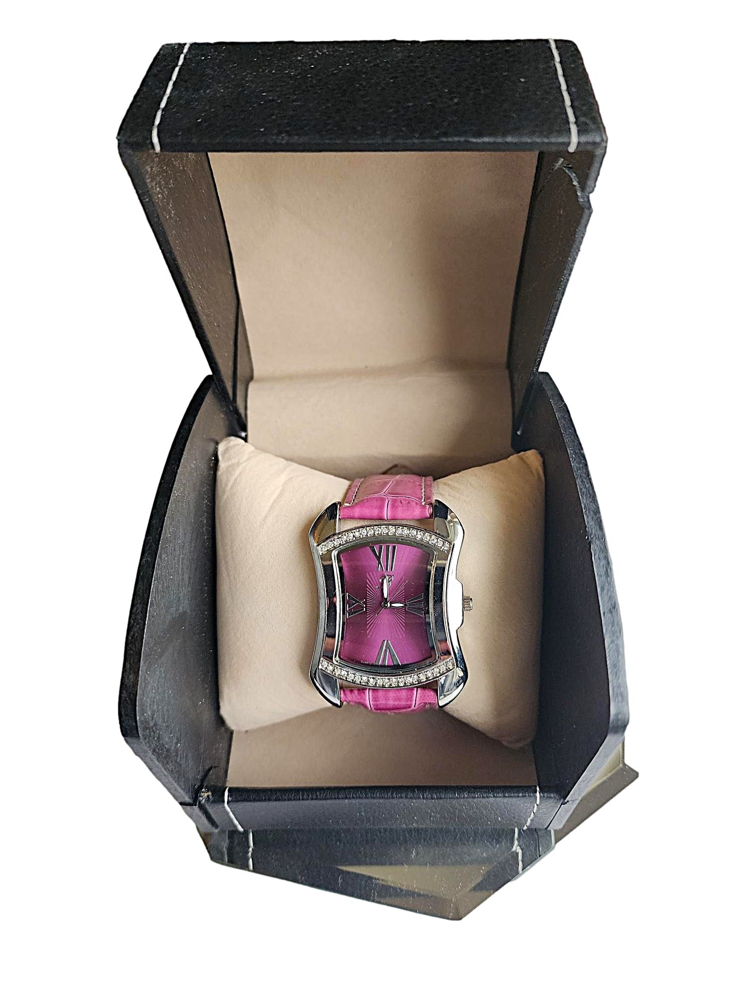 Woman's Belk Quartz Wristwatch w/ Raspberry Leather Strap. - New (1 of 4)