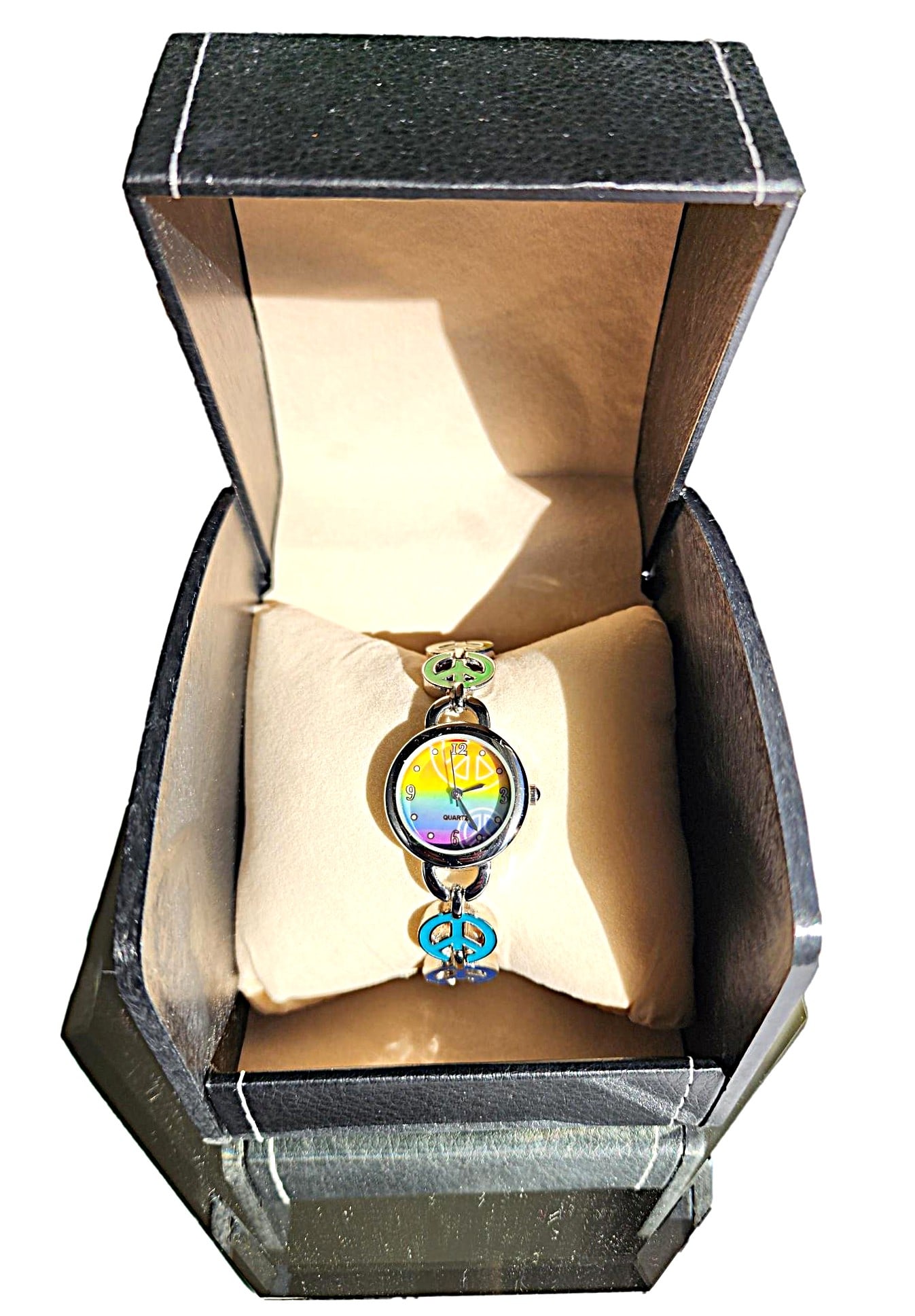 Vintage Accutime Watch Corp Peace Sign Quartz Watch - New Battery (1 of 4)