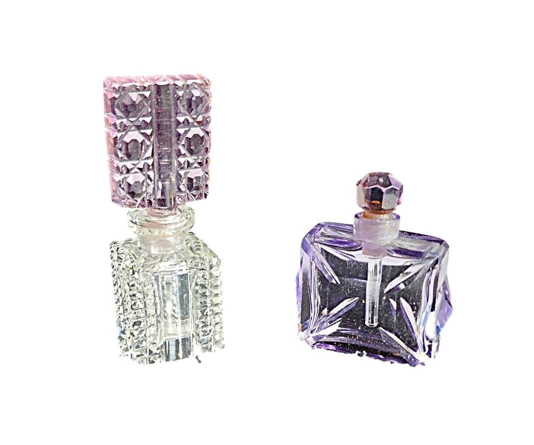 2 Small Crystal Perfume Bottles - unmarked. (1 of 2)
