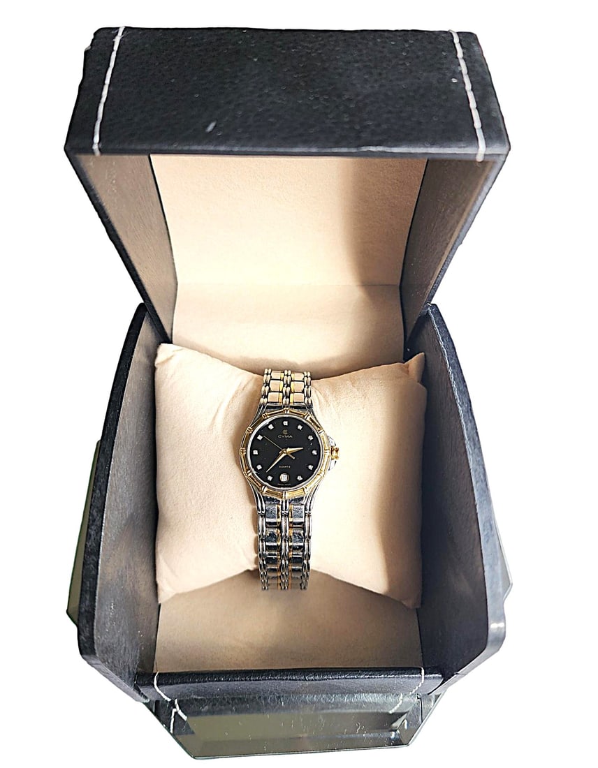 Vintage Woman's Cyma Watch SS/18kt Gold and Diamond Chips - Pre-owned (1 of 5)