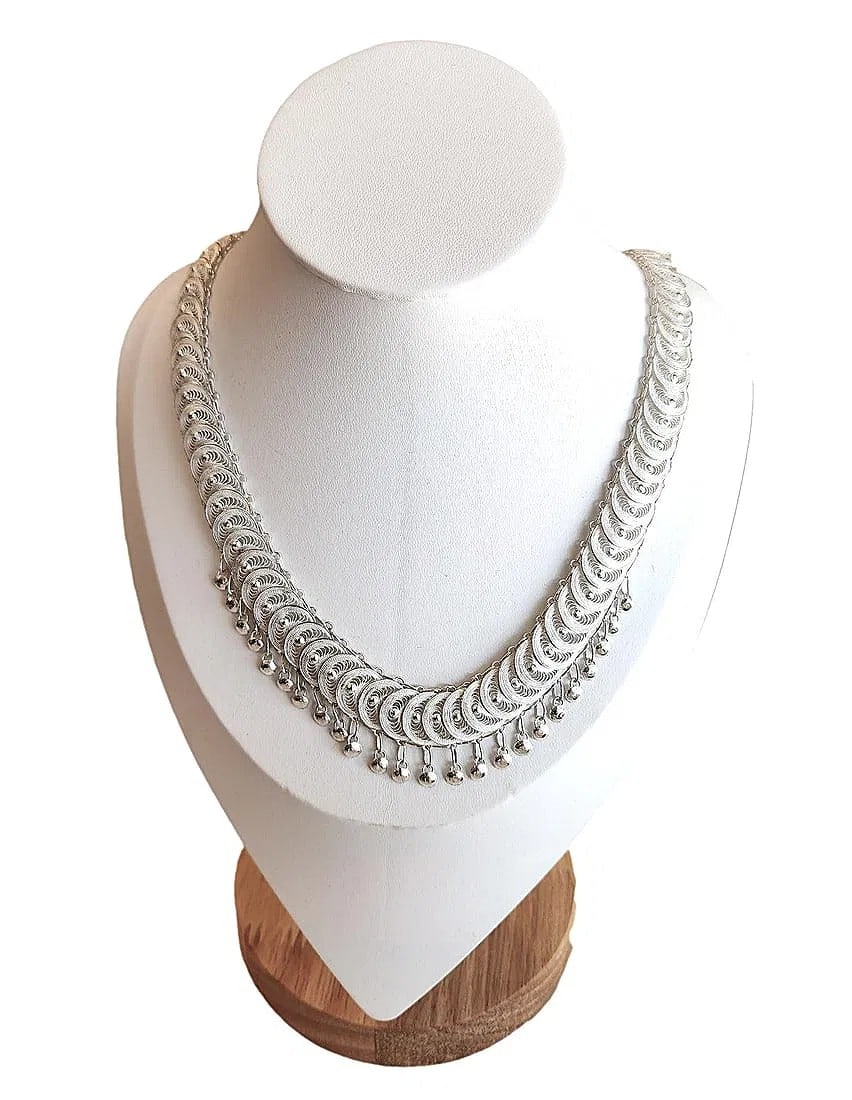 Sterling Silver Draped Necklace with Silver Drops. 15" - 29.8 gms. (1 of 1)