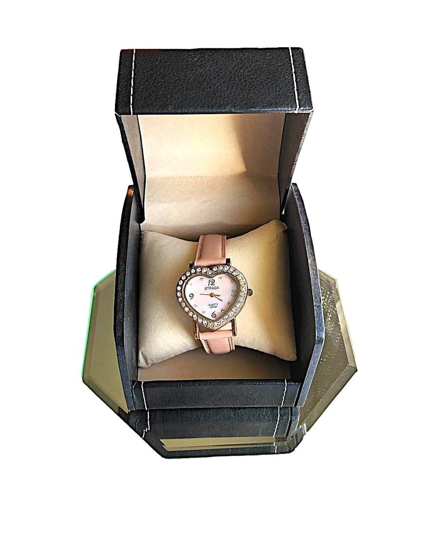 Vintage Strada Pink Heart Fashion Quartz Watch - Pearlized Face (1 of 4)