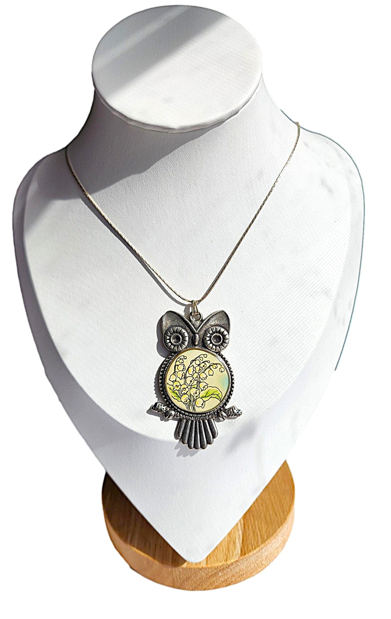Bohemian Owl Pendent Necklace on Silver Metal Chain. 23" Chain. (1 of 4)