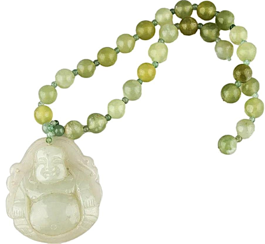 Happy/Laughing Soapstone Buddha Pendant Necklace - 16 - 22" Long (1 of 6)