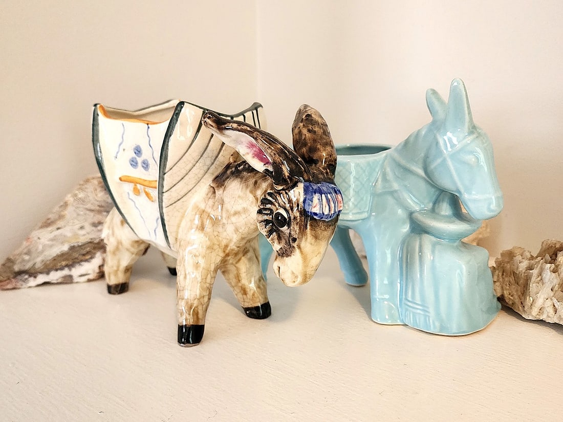 2 Donkey Planters - Previously owned. - 2