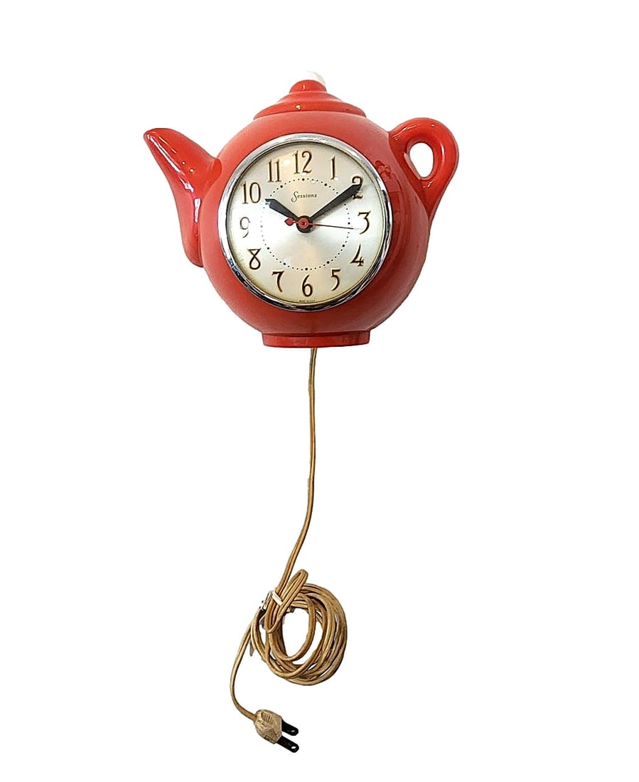 Vintage Session Red Teapot Wall Clock - 2