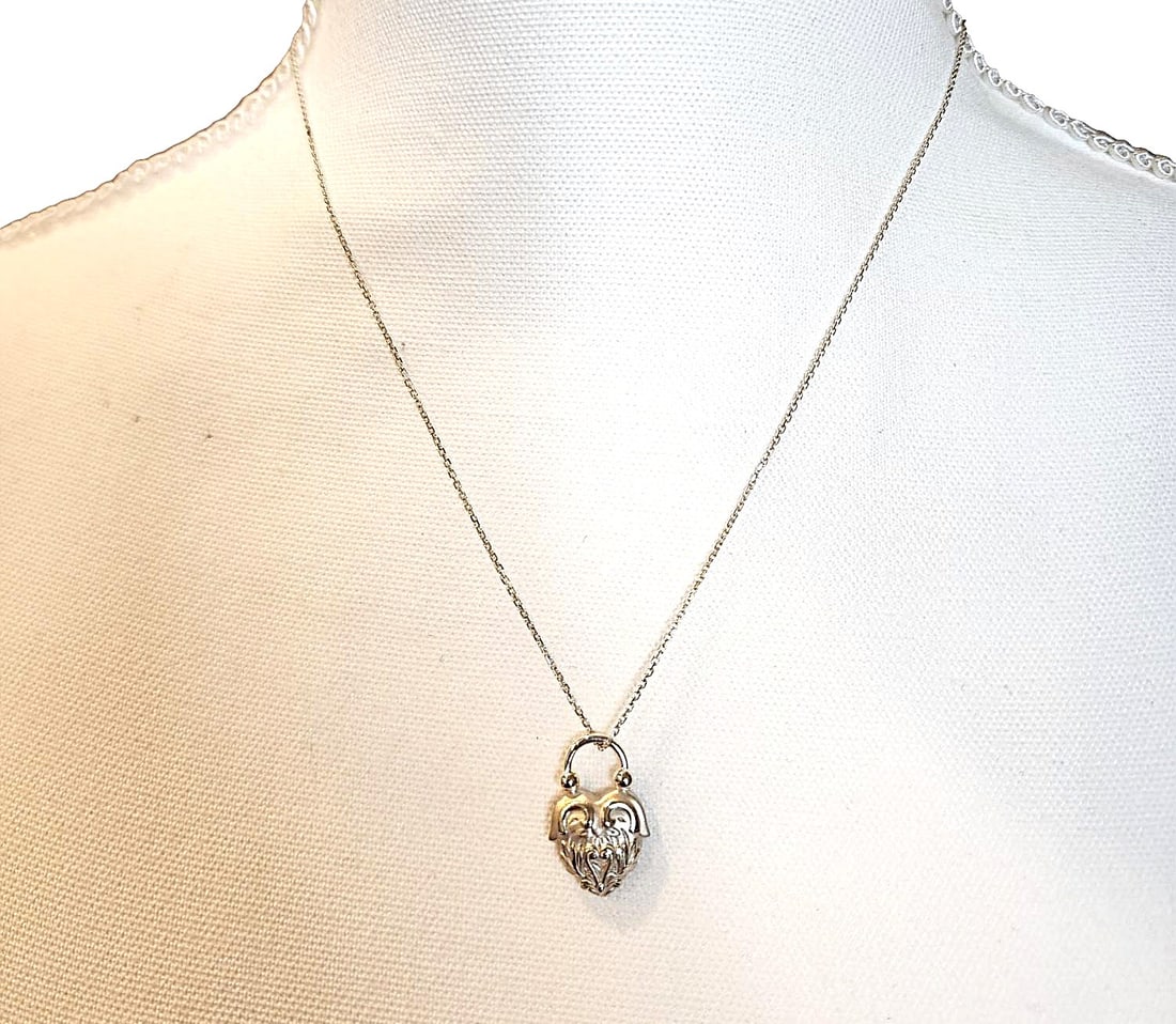 Vintage - inspired Heart Design Pendant Necklace. - New: Sterling Silver / Necklace / 18.00 Inch / P / Weight: 2.09DWT - Gram Weight: 3.25 - New Measures 1/2 to 3/4".