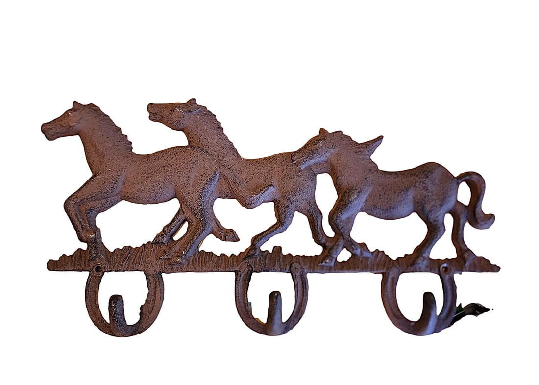 Cast Iron Wall Hook Featuring Running Horses (1 of 3)