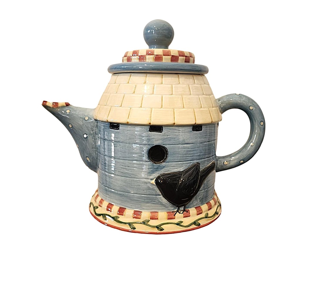 Vintage Sakura Birdhouse/Teapot Cookie Jar. 10 1/2" (1 of 4)