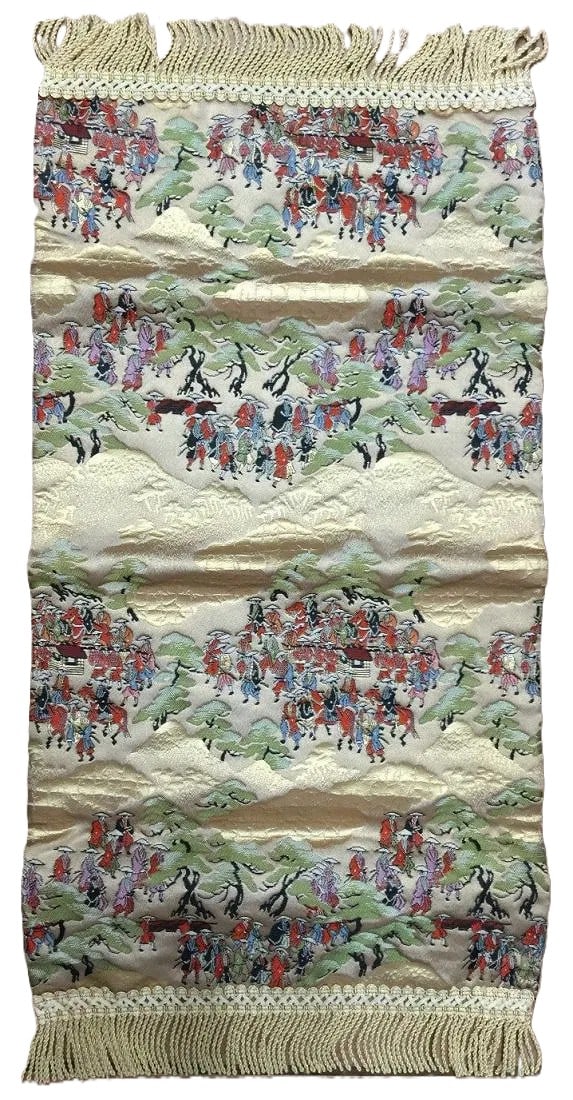 Vintage Japanese Embroidery Hanging Panel: This panel is intricate and very detailed. Measures: 25 x 12.
