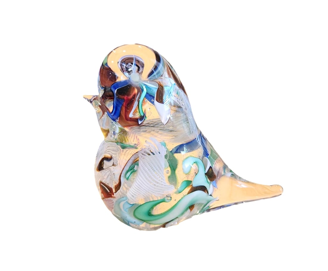 Vintage Latticino Bird Paperweight - 4" x 5" (1 of 3)