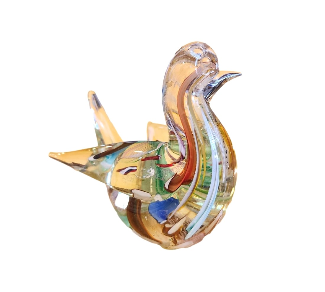Vintage Latticino Duck/Bird Paperweight - 4 1/4" x 4" (1 of 3)