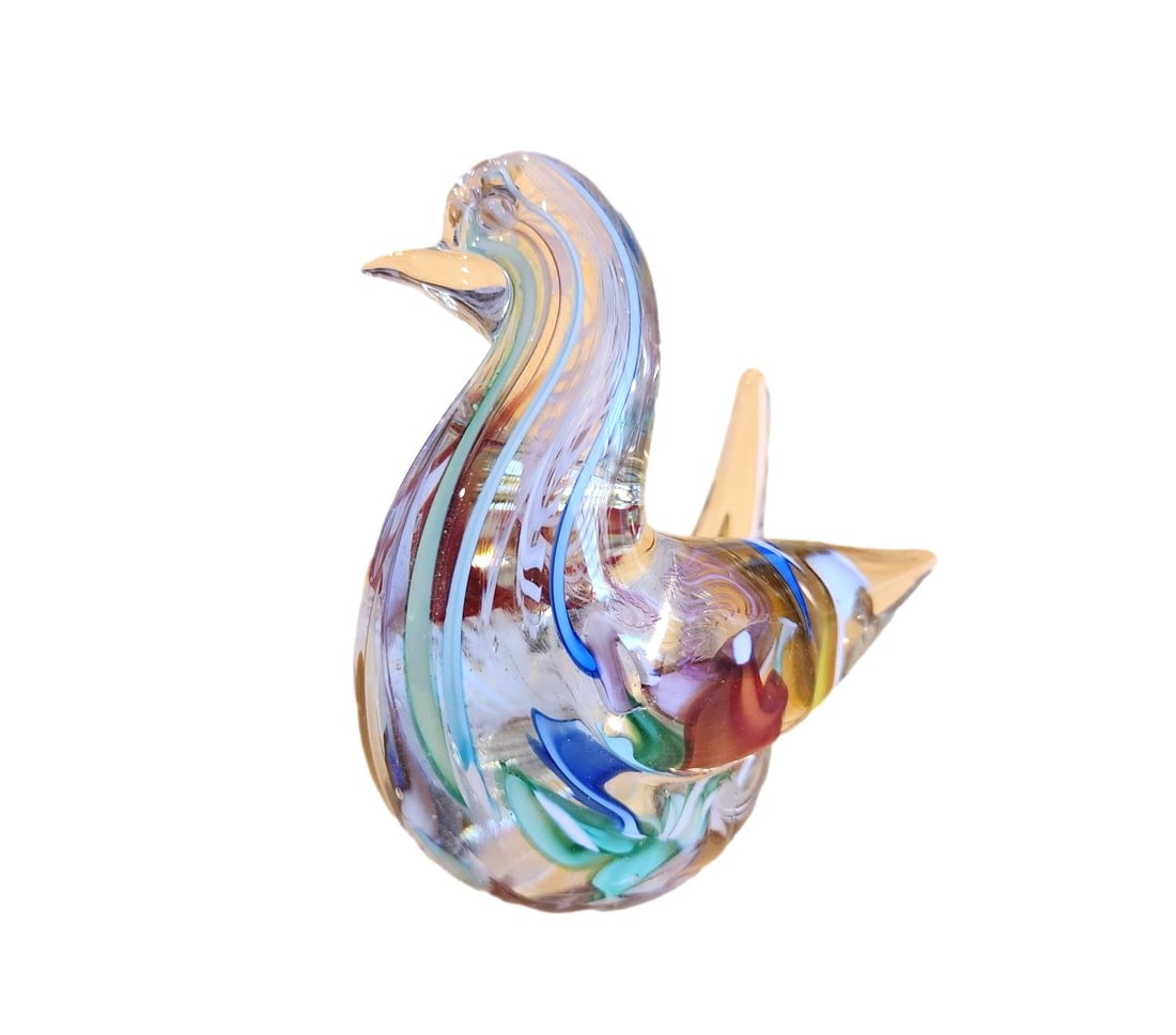 Vintage Latticino Duck/Bird Paperweight - 4 1/2" x 4" (1 of 3)