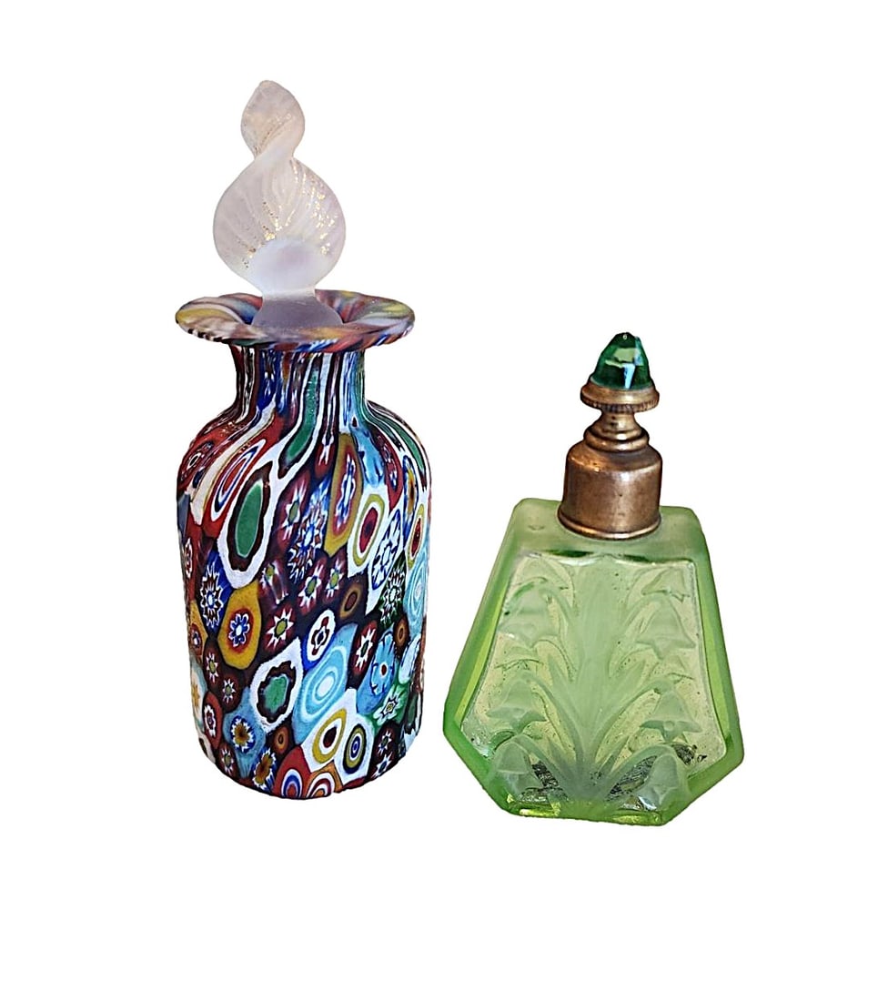 Vintage Perfume Bottles - One Millifiore and One Older Green Glass (1 of 5)