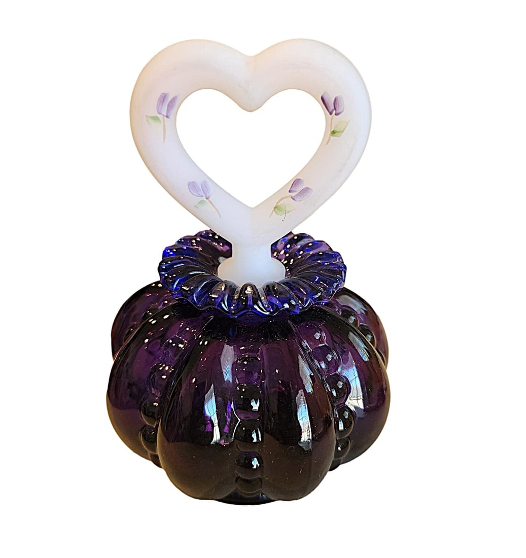 Vintage Purple Glass Fenton Perfume Bottle / Hand-painted (1 of 4)