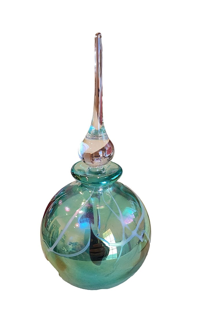 Vintage Round Iridescent Perfume Bottle - Art Glass (1 of 4)