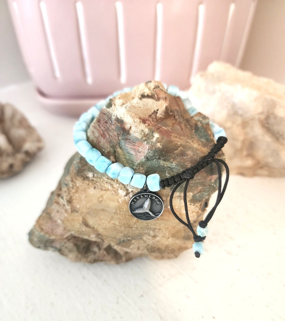 Larimar Beaded Bracelet by Marahlago - New with Whale Tail Fin Charm (1 of 3)