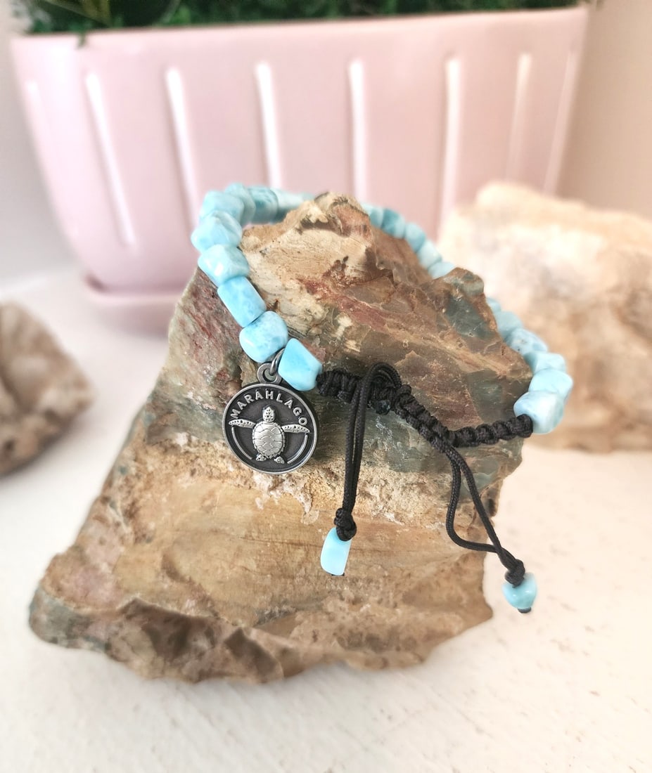 Larimar Beaded Bracelet by Marahlago - New with Turtle Charm (1 of 3)