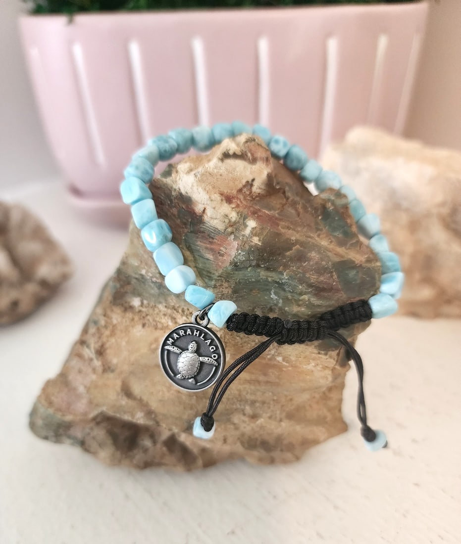 Larimar Beaded Bracelet by Marahlago - New w/ Turtle Charm (1 of 3)