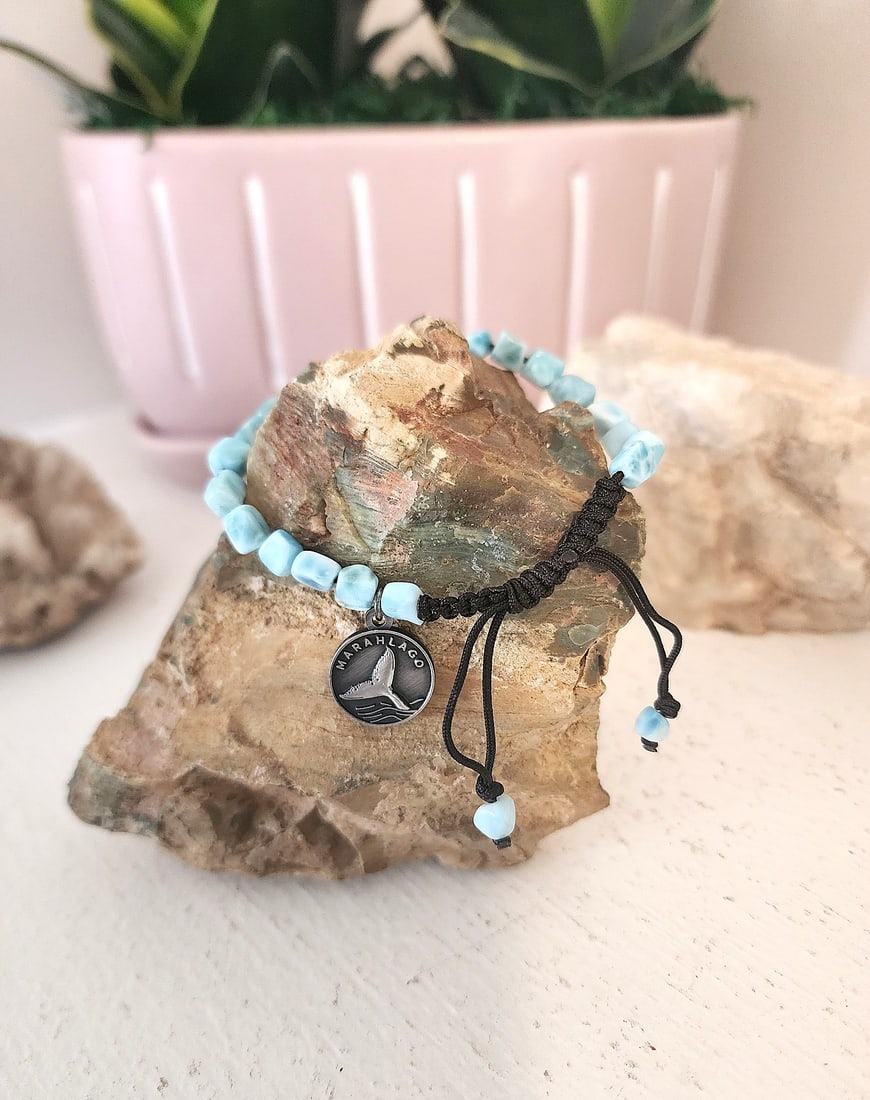 Larimar Beaded Bracelet by Marahlago - New with Whale Tail Charm (1 of 3)