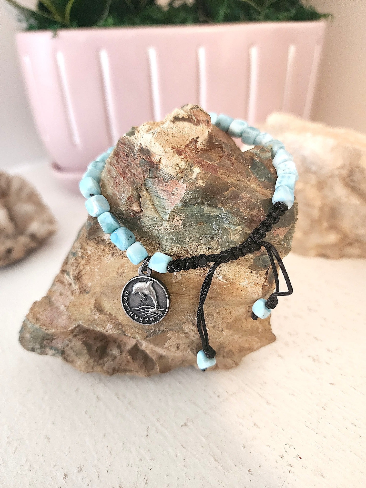 Larimar Beaded Bracelet by Marahlago - New w/ Dolphin Charm (1 of 3)