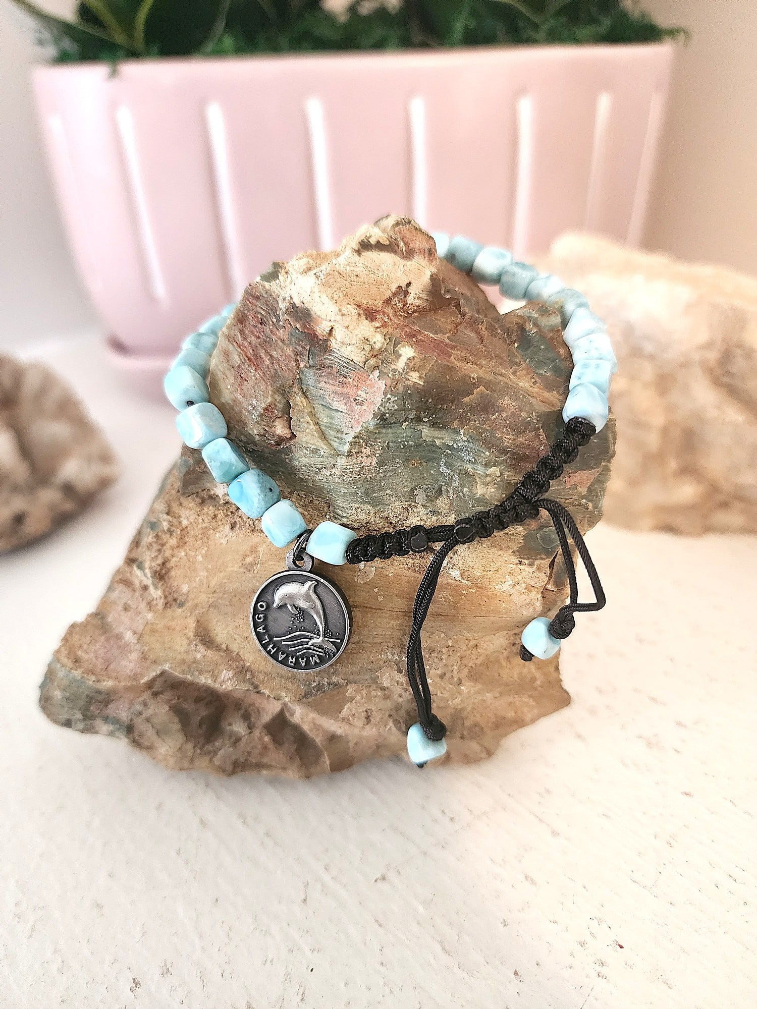 Larimar Beaded Bracelet by Marahlago - New w/ Dolphin Charm (1 of 3)