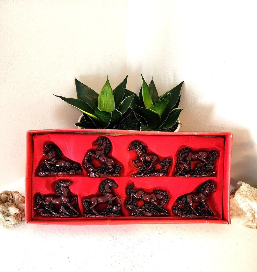 Set of 8 Asian-Style Horse Resin Figurines (1 of 4)