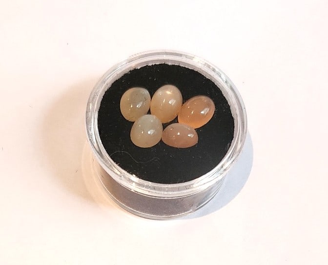 5 Cabochon Moonstones in Peach, Pink, and Cream Shades (1 of 1)