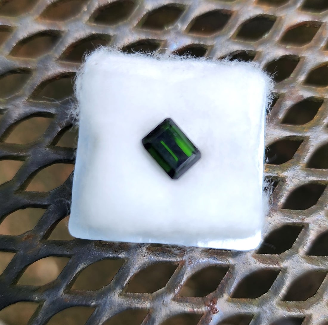 Genuine Deep Green Tourmaline Gemstone - 1.73ctw: 8 x 6mm - Beautiful Deep Green Tourmaline Gemstone. Emerald Cut. Nicely colored.