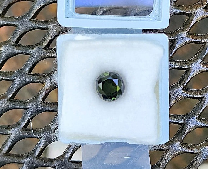 2.69 ct. Graceful Clean Green Tourmaline Round Cut Gemstone: This tourmaline is a deep green color. Has some sparkle!