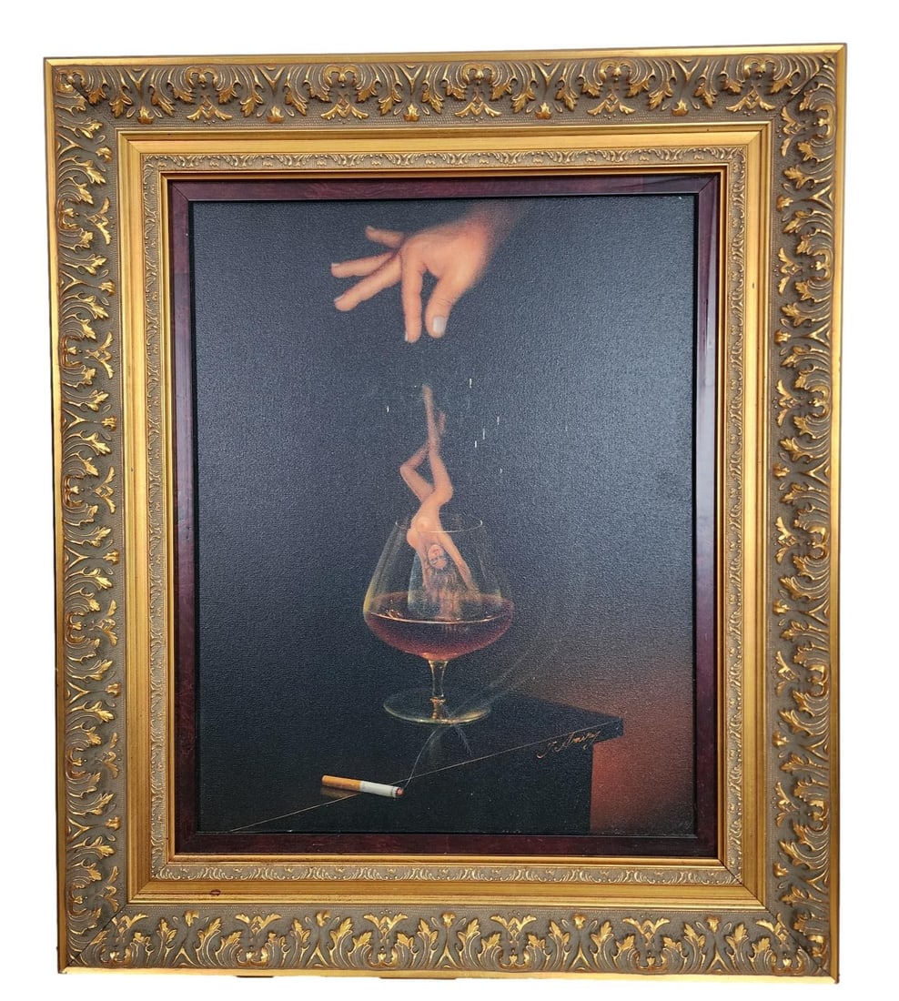 "Smoke Dreams" by Teimur Amiry - Giclee (I believe): Amiry did several pieces with this theme. this piece was purchased from a Gallery in La Jolla, California, where I bought most of my art. I was fascinated because when the lights are trained onto the 