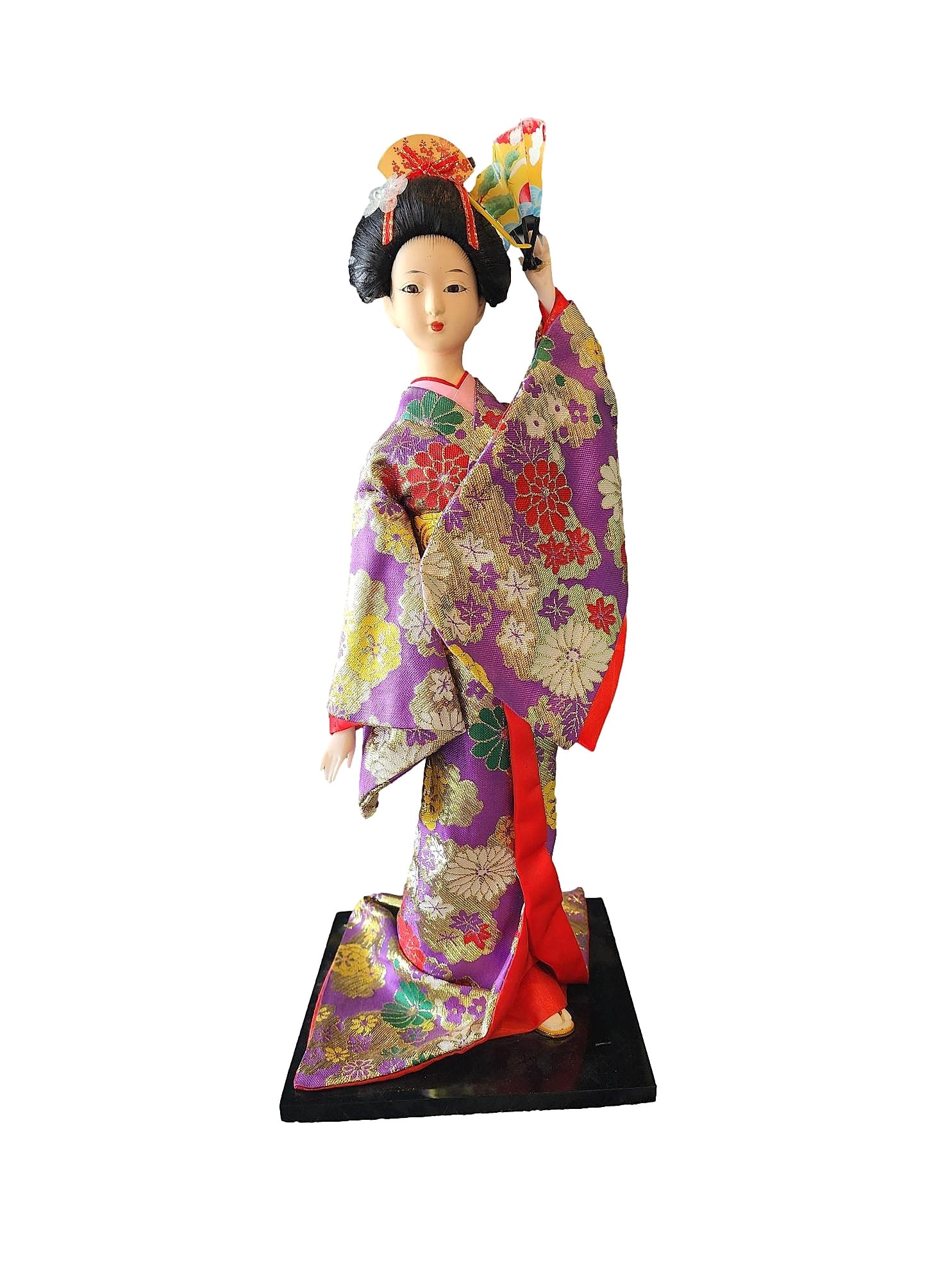 16" Tall Dancing Geisha Figure in Purple Kimono by Riren Craftworks (1 of 2)