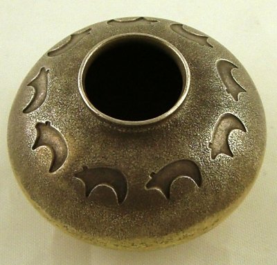 Navajo miniature silver pot by Peshlakai