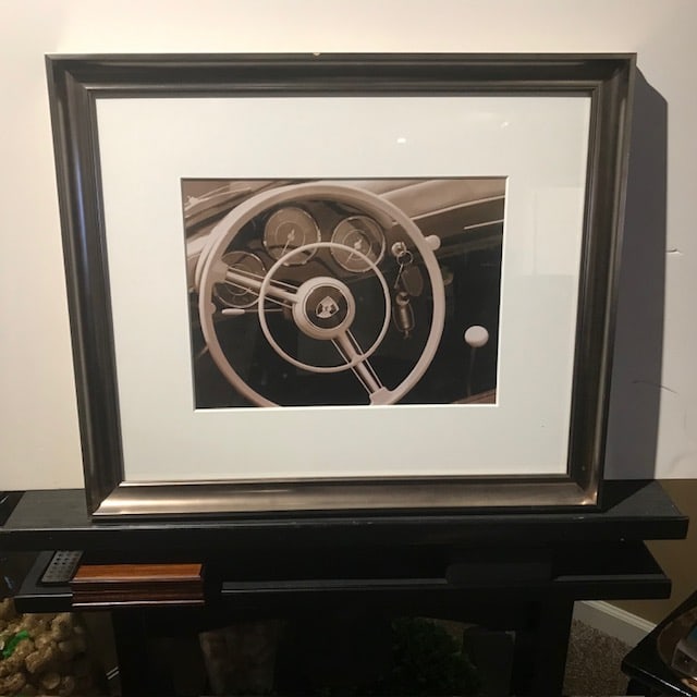 Custom Framed Porsche Steering Black & White 27" x 22" (1 of 2)