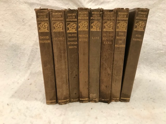 Lot of Robert Louis Stevenson Novels 8 Volumes 1912 Leather Bound (1 of 3)